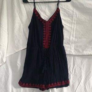 Bleuh Ciel Navy Red Boho Sleeveless Romper